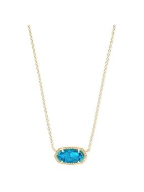 Gold Chain Necklace with Blue Stone Pendant